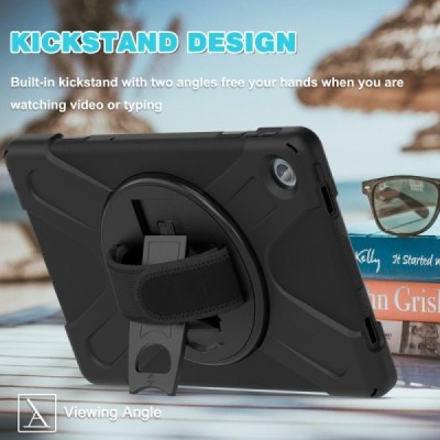 Lenovo Tab M10 Plus 10.6" Gen 3 pastiprinātas aizsardzības melns (360°) apvalks, vaciņš | Vacins.lv