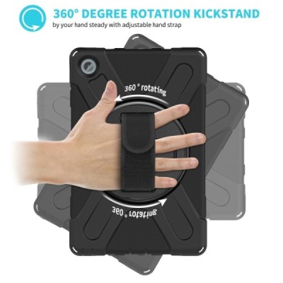 Lenovo Tab M10 Plus 10.6" Gen 3 pastiprinātas aizsardzības melns (360°) apvalks, vaciņš | Vacins.lv