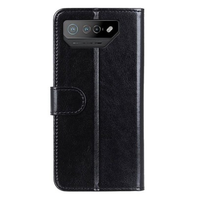 Asus Rog Phone 7 (Rog Phone 7 Ultimate) atverčiamas juodas odinis dėklas - piniginė | Priedai.lt