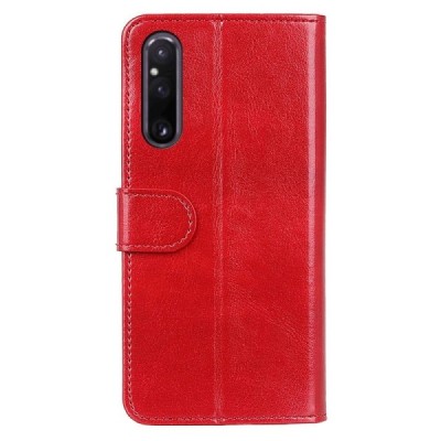 Sony Xperia 1 V atvēramais ādas sarkans maciņš (maks) | Vacins.lv