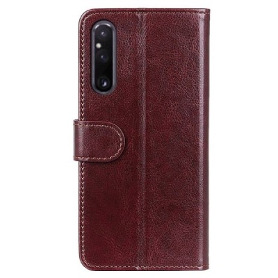 Sony Xperia 1 V atvēramais ādas brūns maciņš (maks) | Vacins.lv