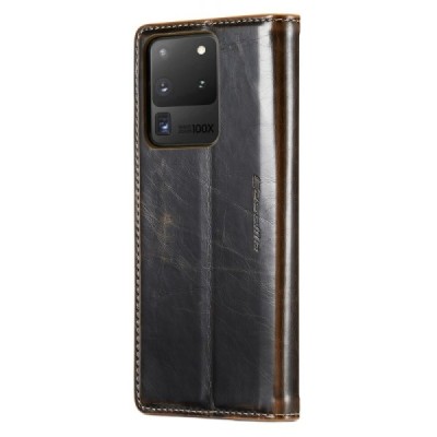 Samsung Galaxy S20 Ultra (G988, G988) „CaseMe“ Leather solīds atvēramais ādas brūns maciņš - maks | Vacins.lv