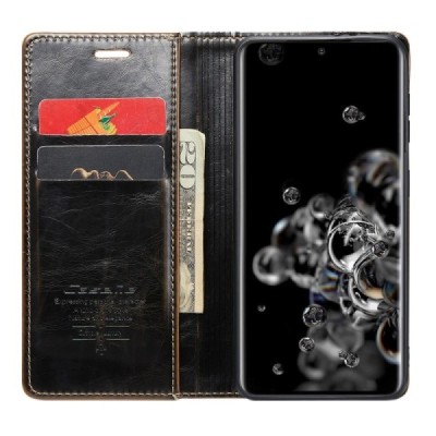 Samsung Galaxy S20 Ultra (G988, G988) „CaseMe“ Leather solīds atvēramais ādas brūns maciņš - maks | Vacins.lv