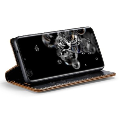 Samsung Galaxy S20 Ultra (G988, G988) „CaseMe“ Leather solīds atvēramais ādas brūns maciņš - maks | Vacins.lv