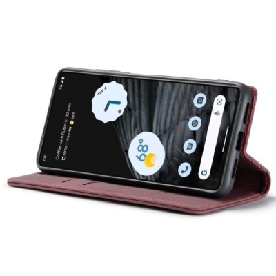Google Pixel 7 CaseMe Retro solīds atvēramais ādas bordo maciņš - maks | Vacins.lv