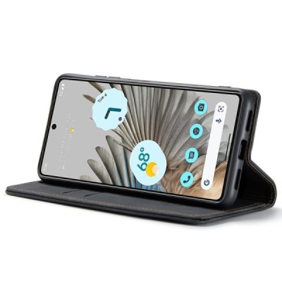 Google Pixel 7 Pro CaseMe Retro solīds atvēramais ādas melns maciņš - maks | Vacins.lv