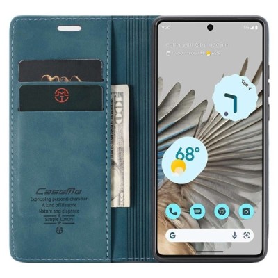 Google Pixel 7 Pro CaseMe Retro solīds atvēramais ādas zaļš maciņš - maks | Vacins.lv