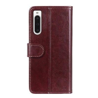 Sony Xperia 10 V atvēramais ādas brūns maciņš (maks) | Vacins.lv