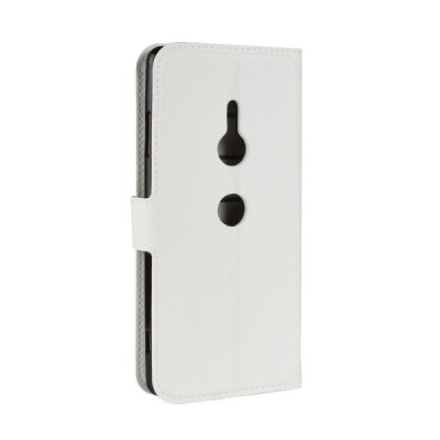 Sony Xperia XZ3 atvēramais balts ādas Litchi maciņš (maks) | Vacins.lv