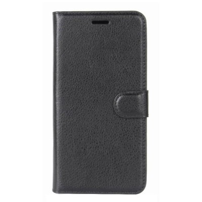 Samsung Galaxy J3 2017 (J330) „Litchi“ atverčiamas juodas odinis dėklas - piniginė | Priedai.lt