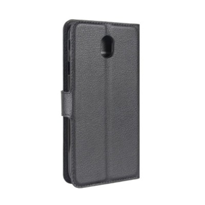 Samsung Galaxy J3 2017 (J330) „Litchi“ atverčiamas juodas odinis dėklas - piniginė | Priedai.lt