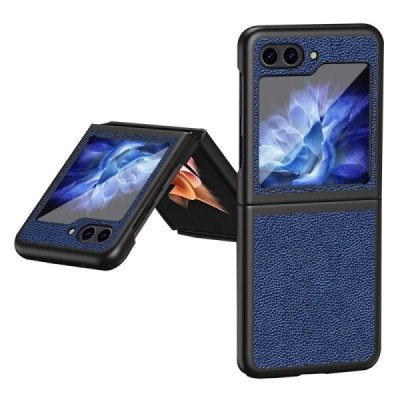 Galaxy Flip5 5G (SM-F731B) Deluxe Leather zils ādas plastika apvalks | Vacins.lv