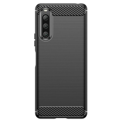 Sony Xperia 10 V „Carbon“ cieta silikona (TPU) melns vāciņš | Vacins.lv
