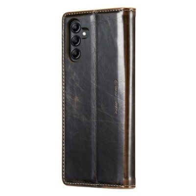 Samsung Galaxy A54 (SM-A546B) „CaseMe“ Leather solīds atvēramais ādas brūns maciņš - maks | Vacins.lv