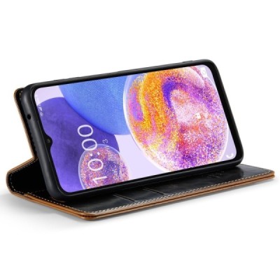 Samsung Galaxy A23 5G (SM-A236B, SM-M236B, SM-E236B) „CaseMe“ Leather solīds atvēramais ādas brūns maciņš - maks | Vacins.lv