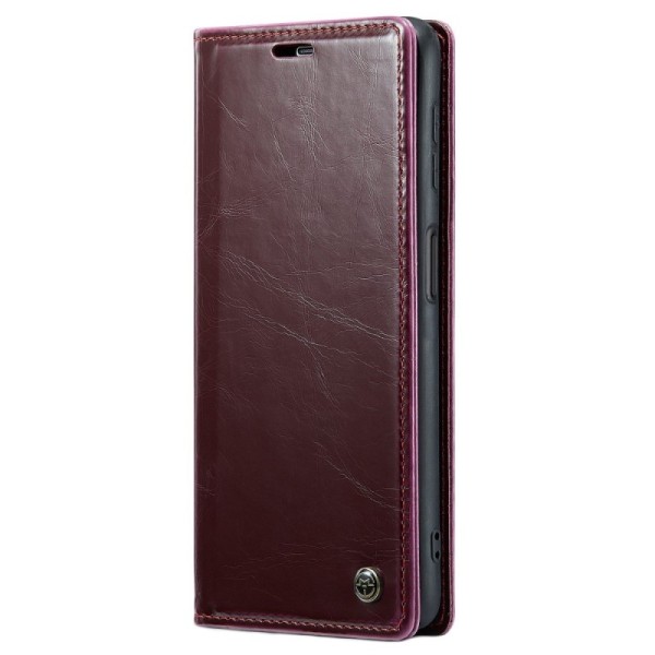 „CaseMe“ Leather solīds atvēramais ādas maciņš - bordo (Galaxy A23 5G / A23 4G / M23 / F23)
