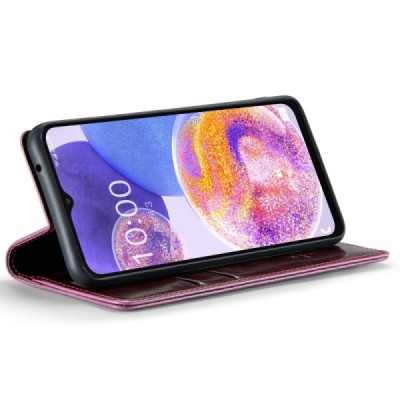 Samsung Galaxy A23 5G (SM-A236B, SM-M236B, SM-E236B) „CaseMe“ Leather solīds atvēramais ādas bordo maciņš - maks | Vacins.lv