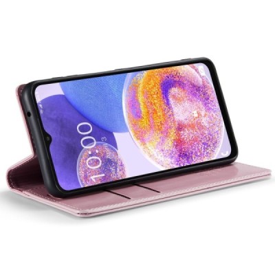 Samsung Galaxy A23 5G (SM-A236B, SM-M236B, SM-E236B) „CaseMe“ Leather solīds atvēramais ādas rozs maciņš - maks | Vacins.lv