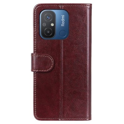 Xiaomi Redmi 12C (11A) atvēramais ādas brūns maciņš (maks) | Vacins.lv