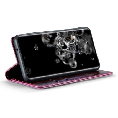 Samsung Galaxy S20 Ultra (G988, G988) „CaseMe“ Leather solidus atverčiamas bordo odinis dėklas - knygutė | Priedai.lt