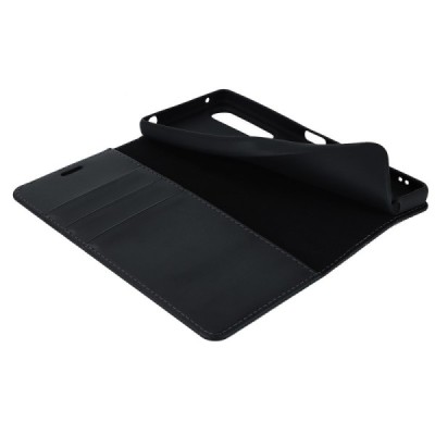 „Deluxe“ Sony Xperia 1 V melns ādas atvērams maciņš | Vacins.lv