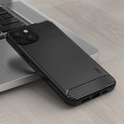 Apple iPhone 13 „Mofi“ Carbon cieta silikona (TPU) melns vāciņš | Vacins.lv