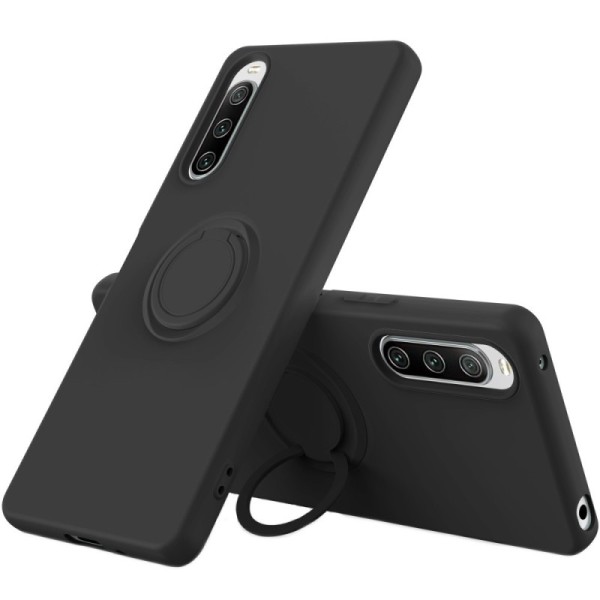 „Ring“ Kickstand (TPU) apvalks - melns (Xperia 10 V)