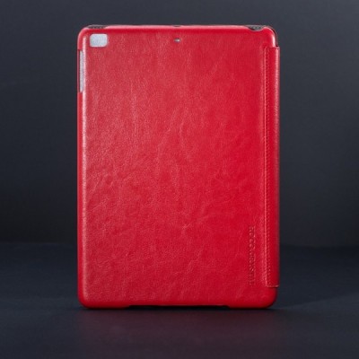 Prabangus „HOCO“ Crystal serijos odinis atverčiamas raudonas Apple iPad Air dėklas / Priedai.lt