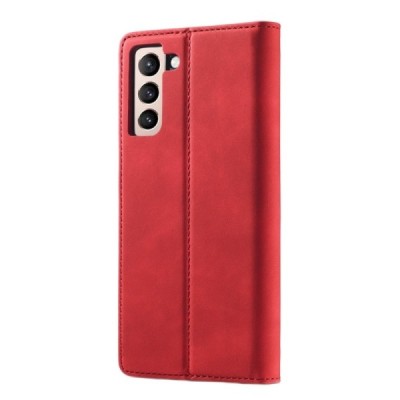 Samsung Galaxy S21 (G991B) „Lc.Imeeke“ sarkans ādas atvērams maciņš | Vacins.lv