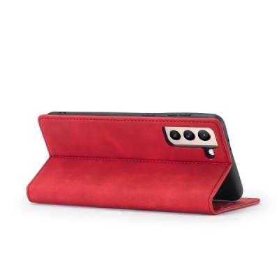 Samsung Galaxy S21 (G991B) „Lc.Imeeke“ sarkans ādas atvērams maciņš | Vacins.lv