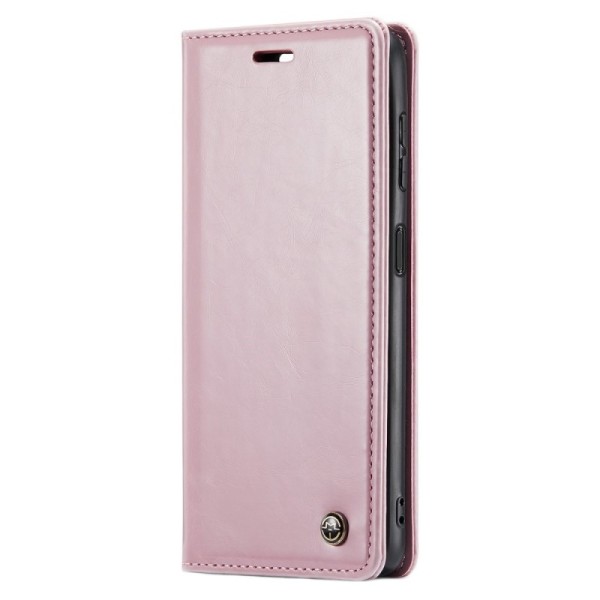„CaseMe“ Leather solīds atvēramais ādas maciņš - rozs (Galaxy A34 5G)