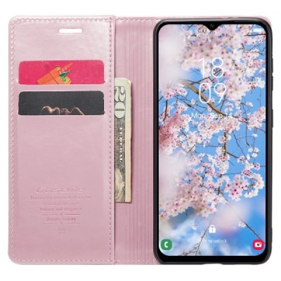 Samsung Galaxy A34 5G (SM-A346E) „CaseMe“ Leather solīds atvēramais ādas rozs maciņš - maks | Vacins.lv