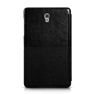 Prabangus „HOCO“ Crystal serijos odinis atverčiamas juodas Samsung Galaxy Tab S 8.4 T705 dėklas / Priedai.lt