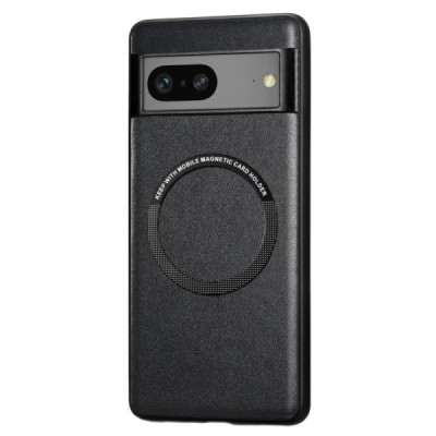 Google Pixel 7A „Leather“ Magnetic melns ādas apvalks | Vacins.lv