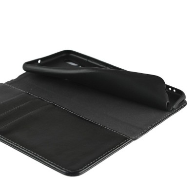 „Deluxe“ Huawei P smart 2019 (Honor 10 Lite) juodas odinis atverčiamas dėklas | Priedai.lt