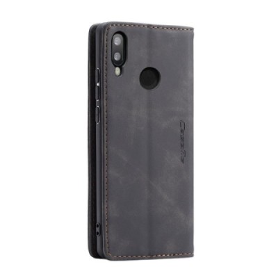 Huawei P smart 2019 (Honor 10 Lite) CaseMe Retro solīds atvēramais ādas melns maciņš - maks | Vacins.lv