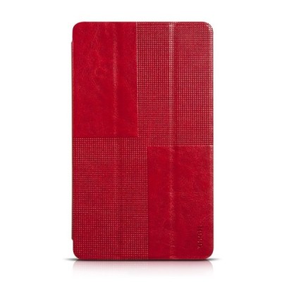 Prabangus „HOCO“ Crystal serijos odinis atverčiamas raudonas Samsung Galaxy Tab S 8.4 T705 dėklas / Priedai.lt