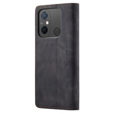 Xiaomi Redmi 12C (Redmi 11A) CaseMe Retro solīds atvēramais ādas melns maciņš - maks | Vacins.lv