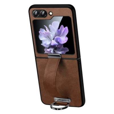„Sulada“ Leather Kickstand Samsung Galaxy Flip5 5G (SM-F731B) rudas odinis dėklas - nugarėlė | Priedai.lt