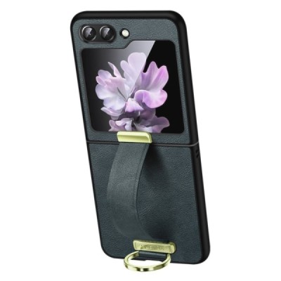„Sulada“ Leather Kickstand Samsung Galaxy Flip5 5G (SM-F731B) pelēks ādas apvalks | Vacins.lv
