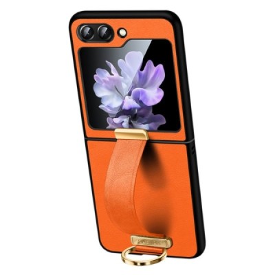 „Sulada“ Leather Kickstand Samsung Galaxy Flip5 5G (SM-F731B) oranžinis odinis dėklas - nugarėlė | Priedai.lt