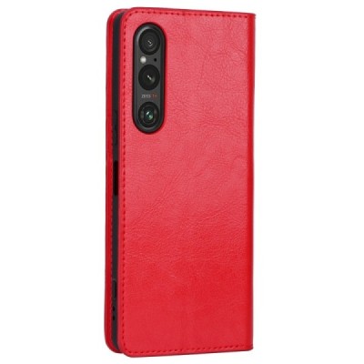 „Deluxe“ Sony Xperia 1 V sarkans ādas atvērams maciņš | Vacins.lv