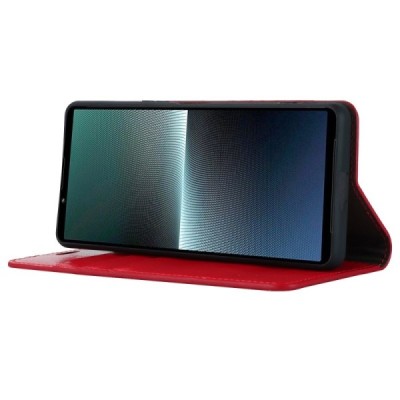 „Deluxe“ Sony Xperia 1 V sarkans ādas atvērams maciņš | Vacins.lv