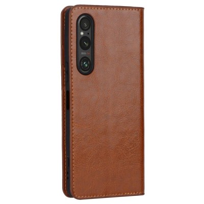 „Deluxe“ Sony Xperia 1 V brūns ādas atvērams maciņš | Vacins.lv