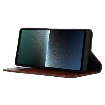 „Deluxe“ Sony Xperia 1 V brūns ādas atvērams maciņš | Vacins.lv