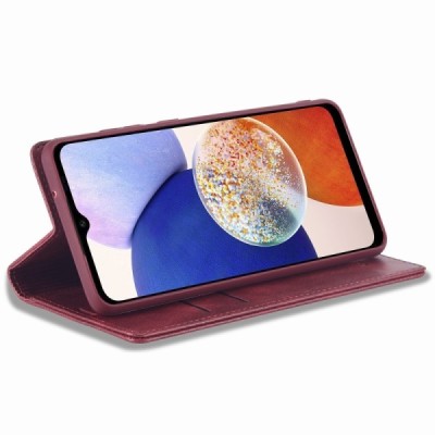 Samsung Galaxy A14 5G (SM-A146B, SM-A145F) „Lc.Imeeke“ bordo ādas atvērams maciņš | Vacins.lv