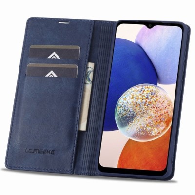 Samsung Galaxy A14 5G (SM-A146B, SM-A145F) „Lc.Imeeke“ zils ādas atvērams maciņš | Vacins.lv