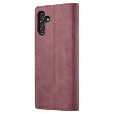 Samsung Galaxy A14 5G (SM-A146B) CaseMe Retro solīds atvēramais ādas bordo maciņš - maks | Vacins.lv