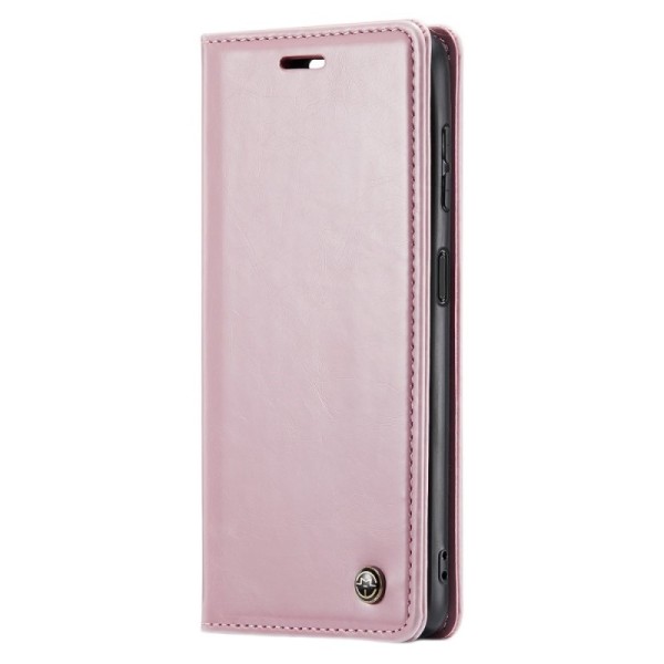 „CaseMe“ Leather solīds atvēramais ādas maciņš - rozs (Galaxy A14 5G)