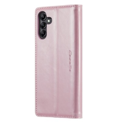 Samsung Galaxy A14 5G (SM-A146B) „CaseMe“ Leather solīds atvēramais ādas rozs maciņš - maks | Vacins.lv